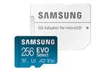 Carte mémoire microSDXC Samsung Evo Select - 256 Go, U3, A2, V30 + Adaptateur SD