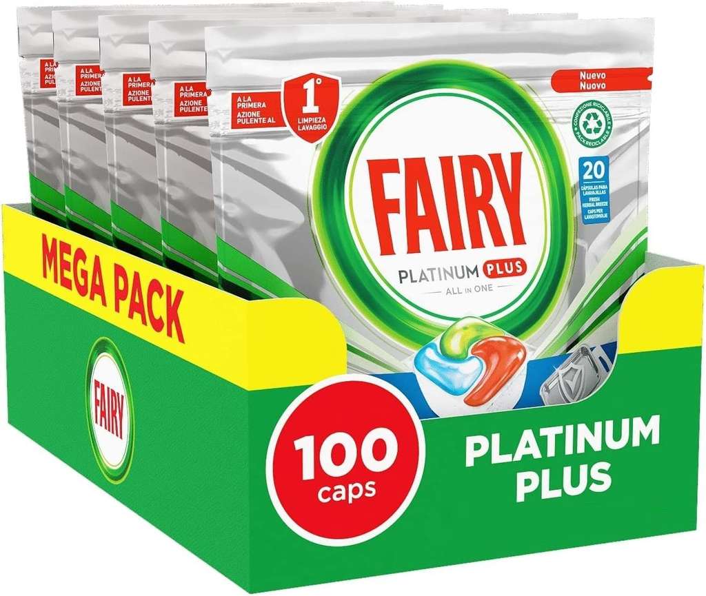 Fairy Platinum Lessive en Tablettes pour lave-vaisselle, Lot de 16 Caps :  : Epicerie