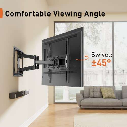 Support TV mural à double bras orientable Perlegear - inclinable, 26" à 65", jusqu'à 45 kg, max.VESA 400x400 (vendeur tiers)