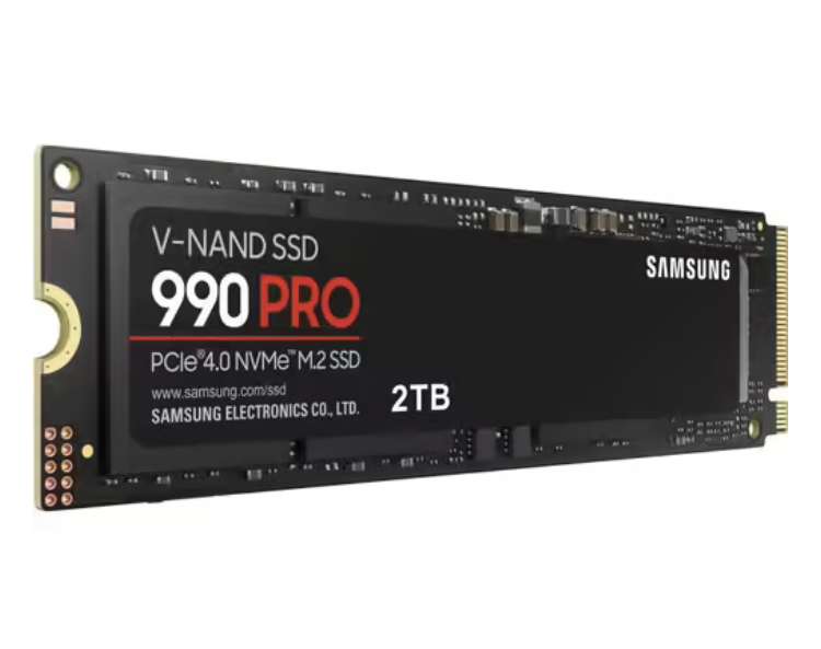 SSD interne NVMe Samsung 990 PRO (MZ-V9P2T0BW) - 2 To, TLC 3D, DRAM, PCIe 4.0 (+6,50€ offerts en RP - Vendeur Darty)