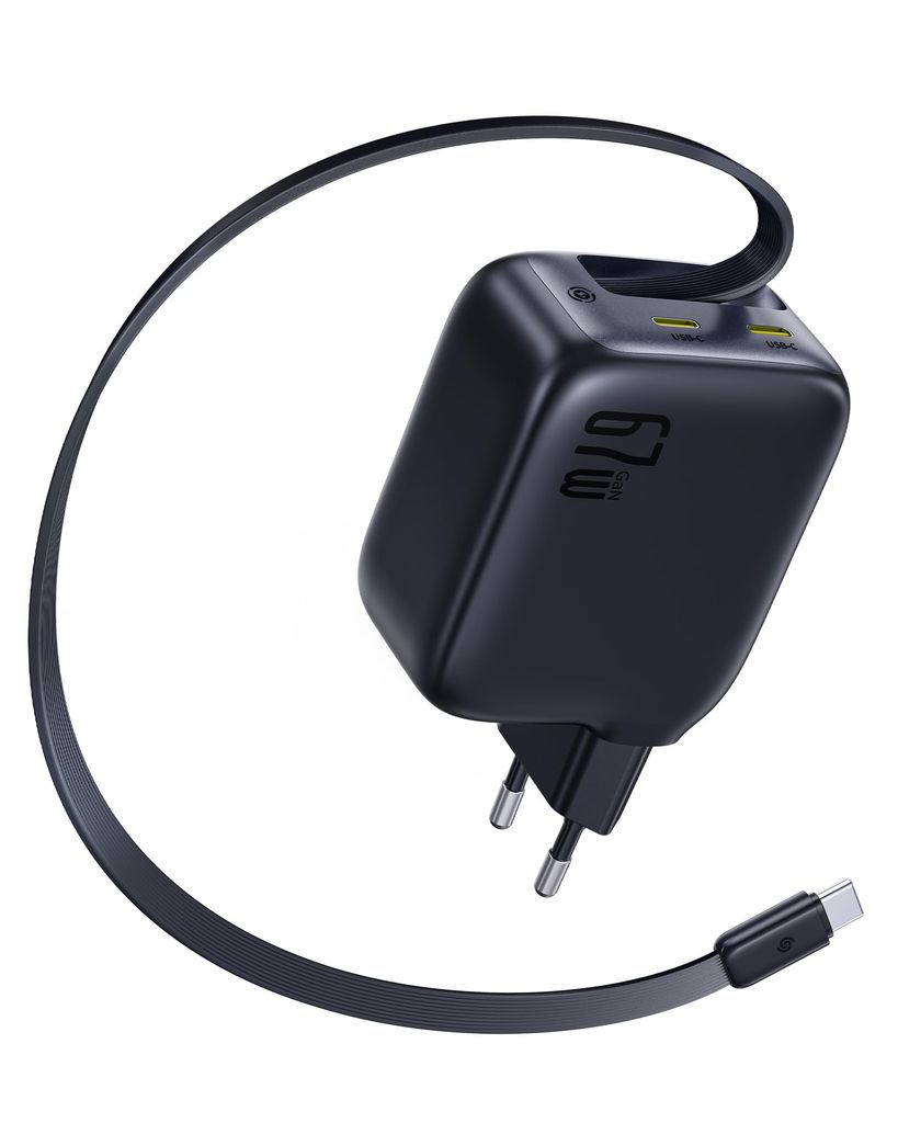 Chargeur USB C 67W avec Câble Rétractable Baseus Enercore Chargeur GaN Compact avec 2 Ports USB-C (Vendeur tiers)