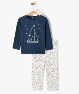 Pyjama bébé 2 pièces en jersey imprimé - No gaspi marine