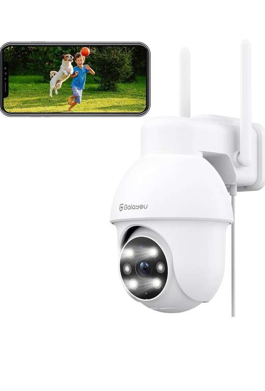 Camera de surveillance WiFi éxtérieure Galayou 2K PTZ, IP 360°, Vision Nocturne en Couleur, Audio Bidirectionnel (Vendeur tiers)