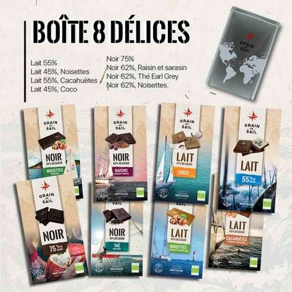 Boîte de 8 Tablettes de Chocolats Délices (graindesail.com)