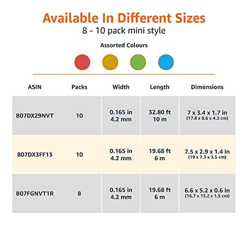 Lot de 8 rubans correcteurs Amazon Basics - 4.2 mm x 6 m, Assortiment de couleurs (Via coupon)