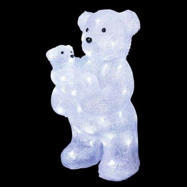 Ours lumineux et son bébé Blanc froid - 56 LED
