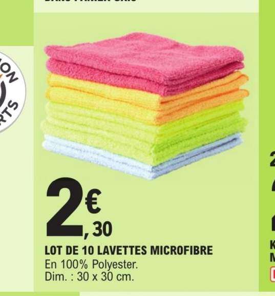 Lot de 10 lavettes microfibres multi-usages (30 x 30 cm)