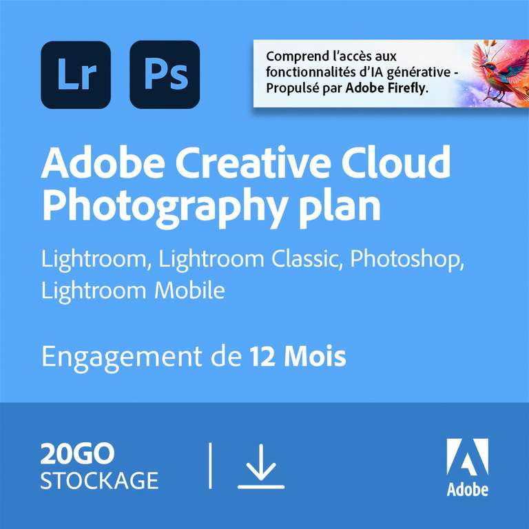 Abonnement 1 an Lightroom/Photoshop (Dématérialisé)