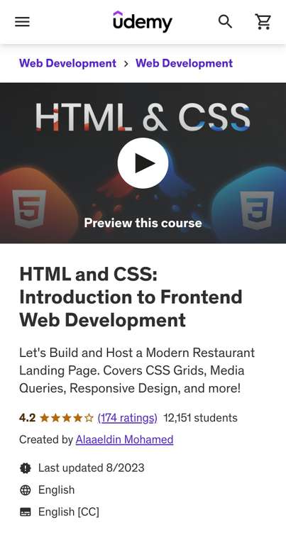 HTML et CSS : introduction au développement Web frontend (Anglais)