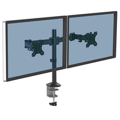 Support double écrans 27" Fellowes - hauteur et profondeur ajustables, norme VESA, Noir
