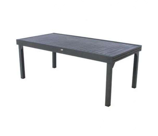 Table extensible Hesperide Piazza Graphite - 12 places, en aluminium, 320 x P. 100 x H. 75 cm