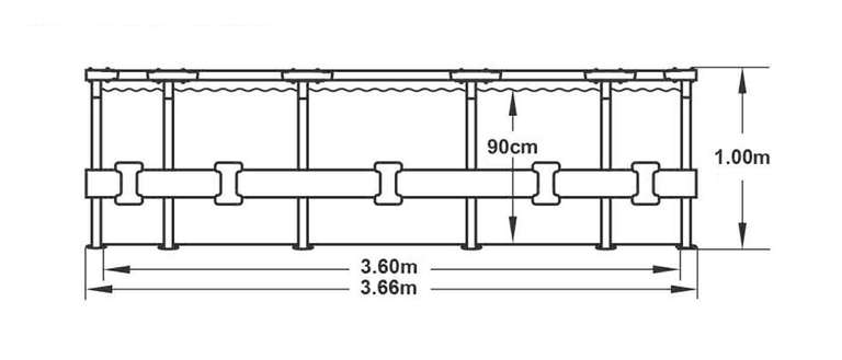 Piscine tubulaire ronde Bestway Steel Pro Max - 3.66x1.00m, aspect rotin