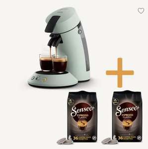Machine à Café Philips Senseo Original Plus Menthe + 2 Packs de dosettes Espresso Classique