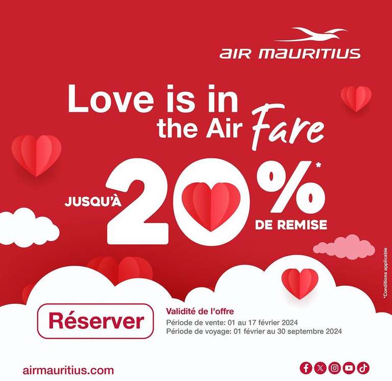 Sélection de vols Air Mauritius en promotion