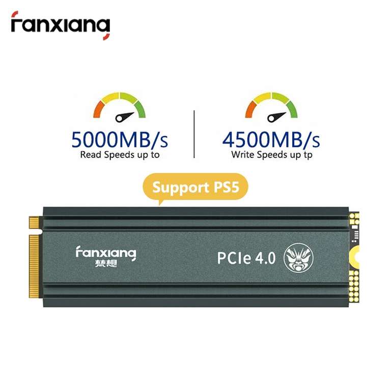 SSD interne M.2 NVMe Fanxiang S660 avec dissipateur Pcie Gen 4 (compatible PS5) - 2 To