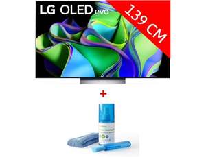 TV 55" LG OLED55C3 (2023) - OLED Evo, 4K, 100 Hz, Dolby Vision, HDMI 2.1, VRR & ALLM+ Kt de nettoyage CLSN120BU (Via ODR 200€)