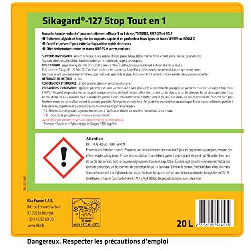 Sika Sikagard 127 Stop Tout en 1, Traitement algicide et fongicide