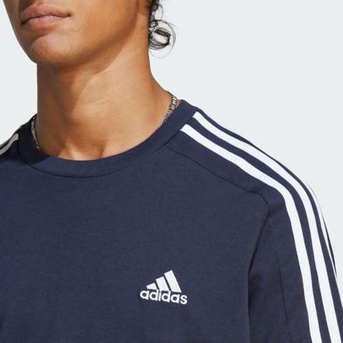 T-shirt adidas Performance Essentials Single Jersey 3-Stripes, Bleu et blanc - Du XS au XL