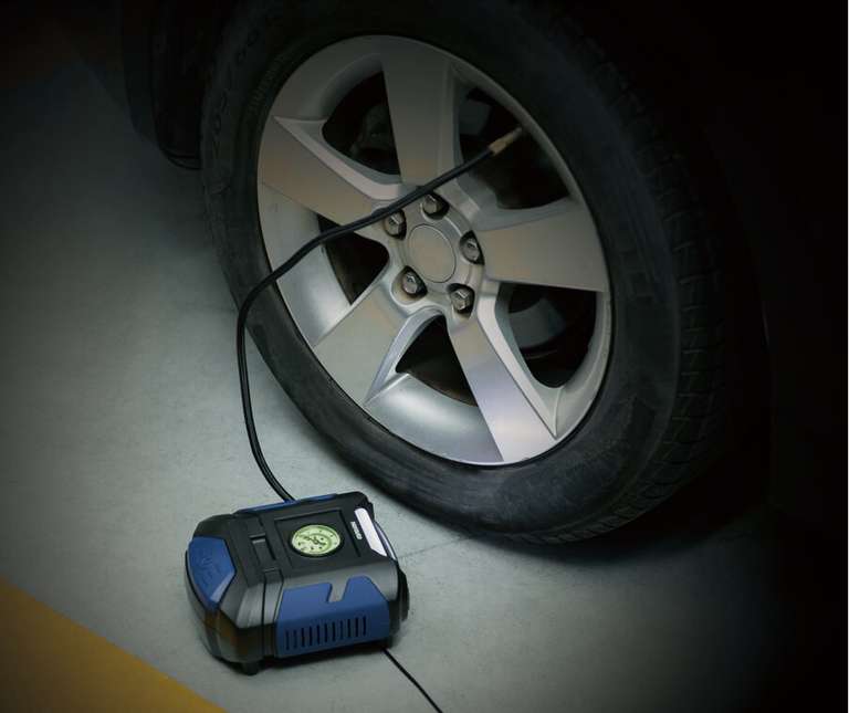  WindGallop Gonfleur pneus Voiture 12V Mini Compresseur à Air A  Velo Portable Analogique Pompe Allume Cigare Electrique avec Manomètre et  Adaptateurs de Valve(Jaune)