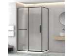 Paroi de douche laterale noire mat et verre transparent - L.80 x H.195 cm