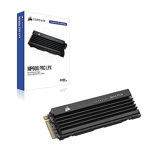 SSD interne M.2 NVMe Corsair MP600 Pro LPX - 2 To, Dissipateur inclus, 3D TLC, Compatible PS5, Jusqu'à 7 100 Mo/s (CSSD-F2000GBMP600PLP)