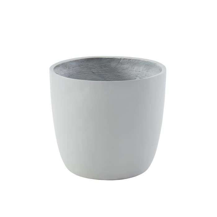 Pot rond en fibre de verre Beau Rivage - 50x42 cm, Gris clair