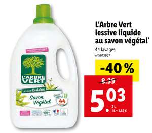 Lessive liquide L'Arbre Vert au savon végétal - 44 lavages