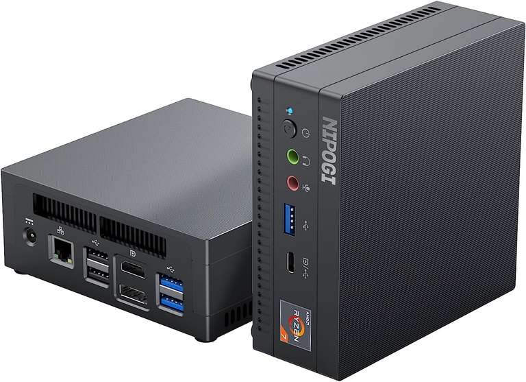 Mini PC NiPoGi AM06 - Ryzen 7 3750H, RAM 16 Go, SSD 512 Go, RX Vega 10, W11 Pro (HDMI, DP, Type-C, RJ45, 5x USB) - Vendeur tiers