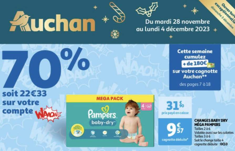Lot de 8 paquets (256 couches) Taille 7 pampers baby dry - Pampers
