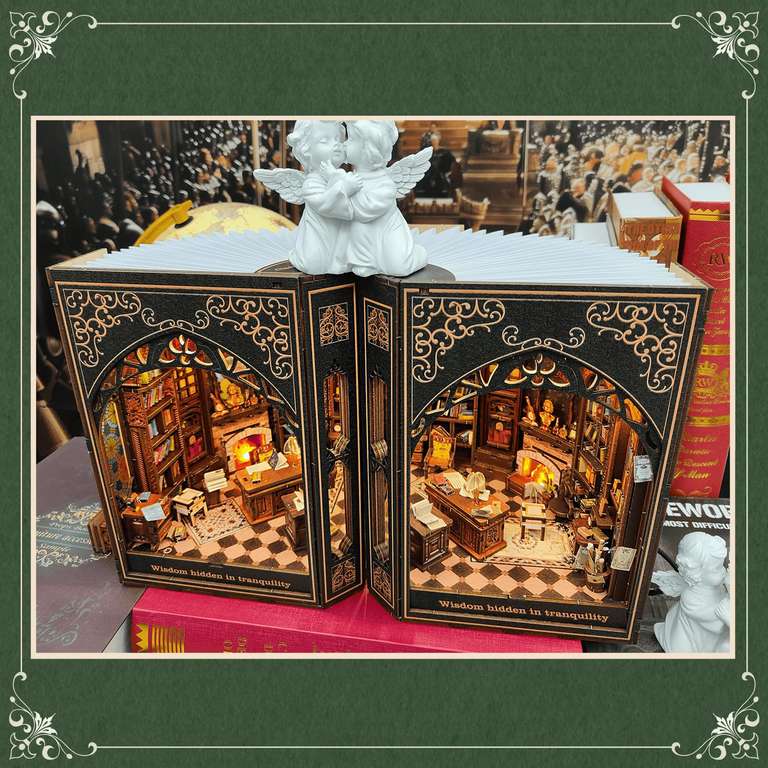 Kits de Coin Livre 3D, Bibliothèque de Maison de Poupée avec Lumièr