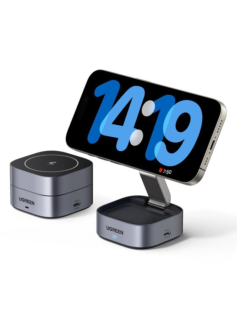 Chargeur Induction Ugreen MagFlow iPhone 2 en 1 Qi Compatible avec MagSafe (Vendeur Tiers)