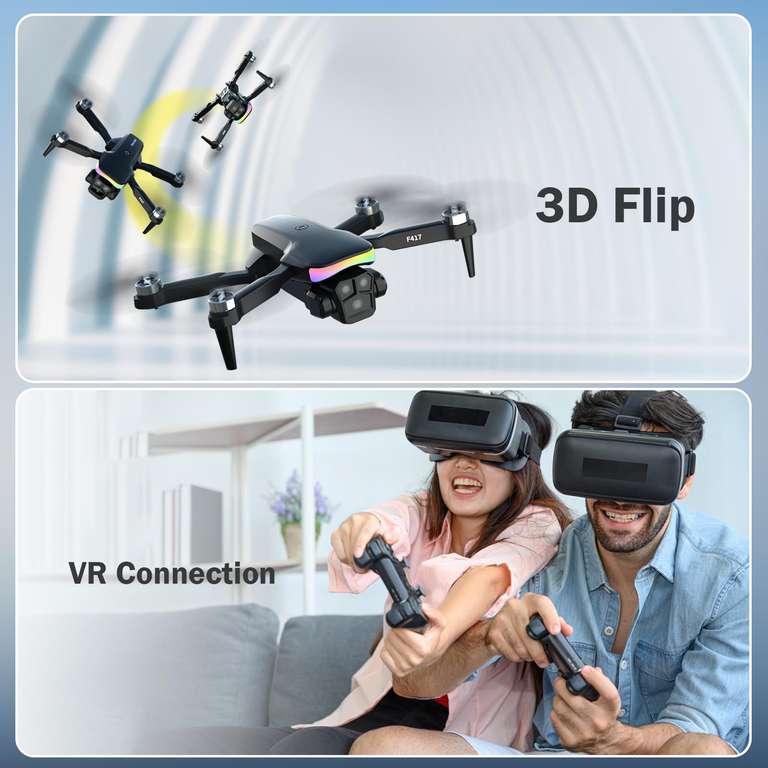 Drone Avec Caméra 1080P Pour Débutants - Positionnement Optique, Lumière LED RGB - Autonomie 17 Min - Mini Drone FPV