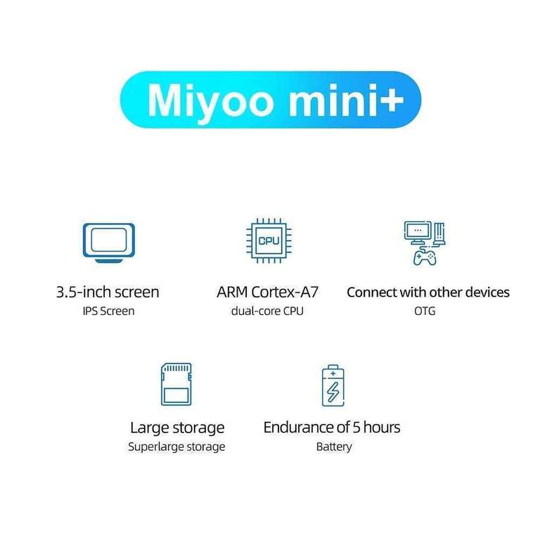 Console de jeu open source MIYOO Mini Plus V2 (sans jeu) - Ecran IPS 3.5", Processeur Cortex-A7, Batterie 3000mAh, Crystal Purple