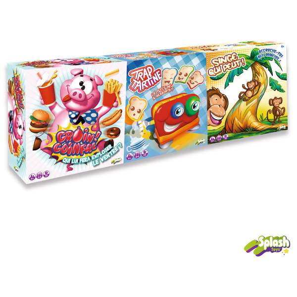 Pack de 3 Jeux de Société Splash Toys - Trap'tartine + Max Furax + Monkey Trap
