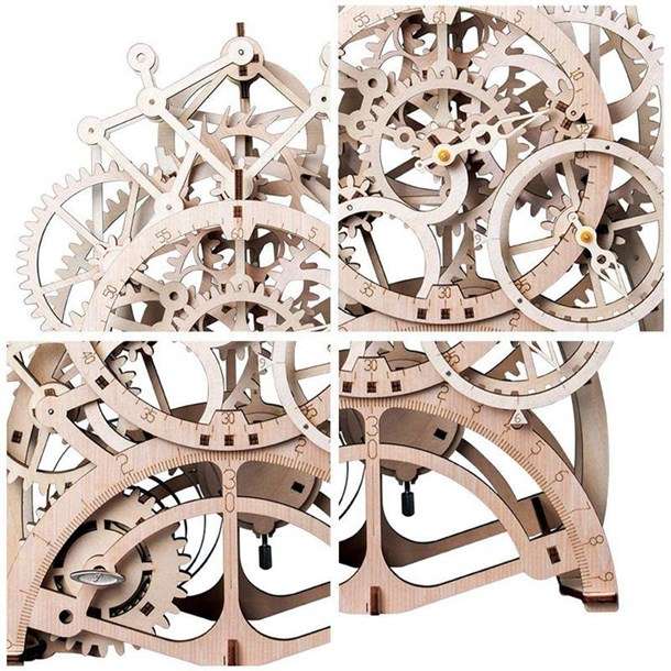Sélection de puzzles en bois Robotime - Ex : Modèle Horloge (LK501), 170 pièces (Entrepôt EU)