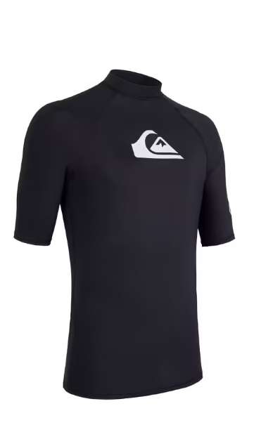 Tee-Shirt anti UV Homme Quiksilver manches courtes surf Noir