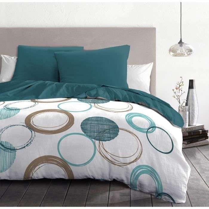 Parure De Couette 100% Coton 220x240 Cm Dream In Paris Bleu - Housse De Couette + 2 Taies - Home Linge Passion - 10