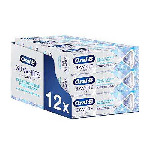 Pack de 12 Dentifrices Oral-B Blanchissant 3Dwhite Luxe,