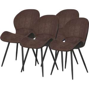 Lot de 4 chaises assise tissu et cuir pu marron pieds metal ATHM - noir (Vendeur Tiers)