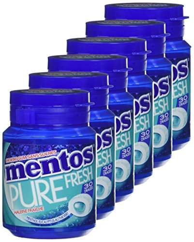 6 Boîtes de 30 Dragées Chewing-Gum Mentos Pure Fresh Menthol-Eucalyptus (Via coupon et Prévoyez et Économisez)