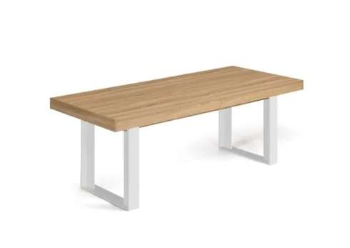 Table à manger extensible Idomya Brixton - 200/300 x 75 x 90 cm, bois et blanc