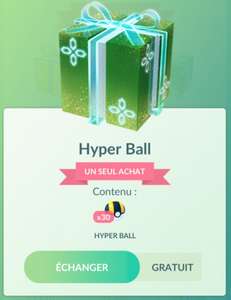 30 Hyper Balls Gratuites sur Pokémon Go (Dématérialisé)