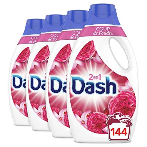 Lot de 4 bidons de lessive liquide Dash 2 en 1 - 1.8L x 4, 144 lavages (Via coupon première livraison)