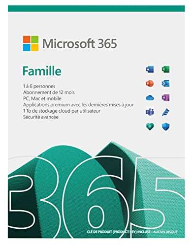 15 mois d'abonnement à Microsoft 365 famille + 15 mois d'abonnement à Norton ou McAfee (Dématérialisé)