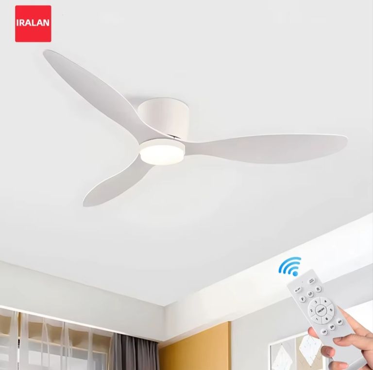 Ventilateur de plafond avec lumière 132cm, télécommande bluetooth, 3 températures de couleurs, 6 vitesses, mode été/hiver — AliExpress