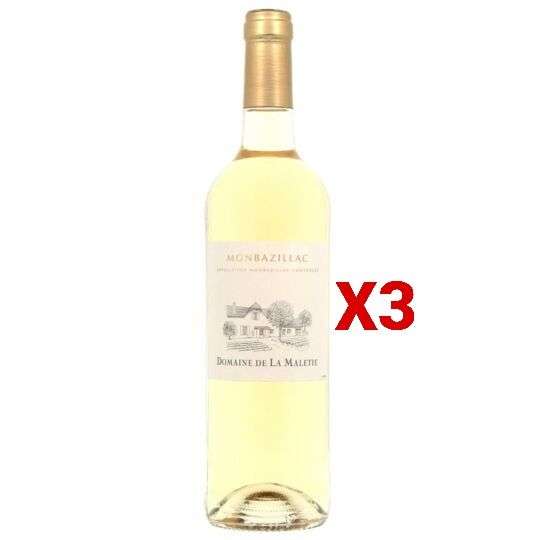 Lot de 3 bouteilles de vin AOC Monbazillac Domaine de la Maletie - 3x75cl