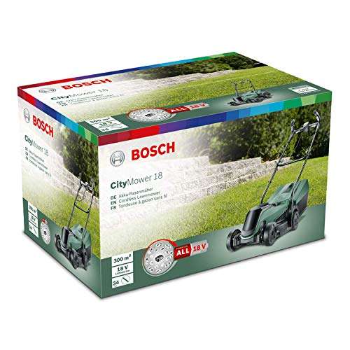 Tondeuse à gazon sans-fil Bosch CityMower 06008B9A00 - 18V avec batterie 18V 4.0 Ah et chargeur inclus (Via ODR 60€)