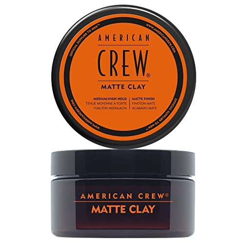 Cire Cheveux Homme American Crew Matte Clay à l'Argile - 85g, Fixation Moyenne à Forte & Fini Mat et Soyeux