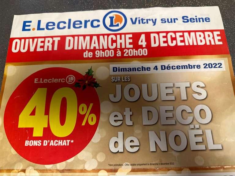 40% offerts en bon d’achat sur les jouets & décorations de Noël - Vitry sur Seine (94)