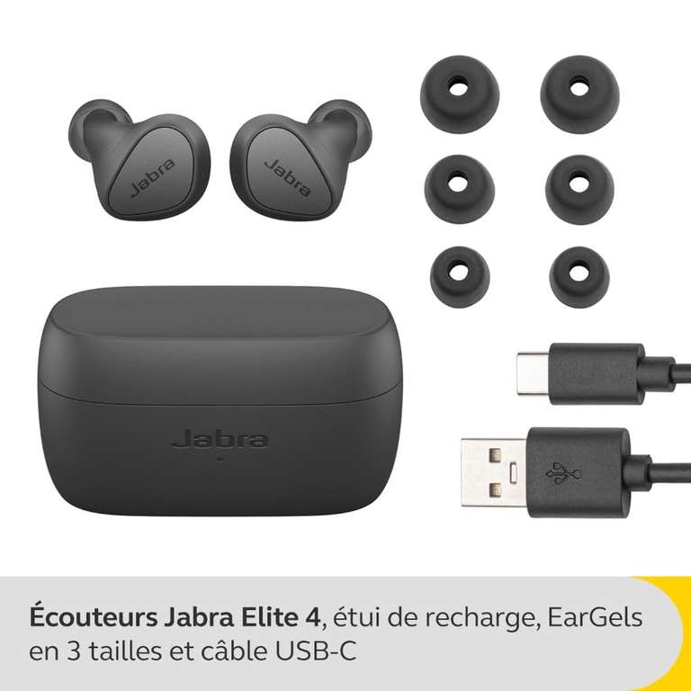 Écouteurs sans Fil Bluetooth à réduction de Bruit Active Jabra Elite 4 -  Gris foncé –